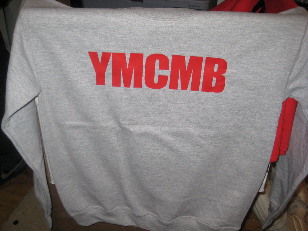 Ymcmb Crewneck Sweatshirt: Grey With Red Print - TshirtNow.net - 2