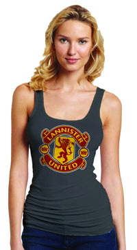 Thumbnail for LIMITED EDITION: Game of Thrones Manchester United House Lannister United Logo on Grey Colored Womens Tank Top - TshirtNow.net - 2