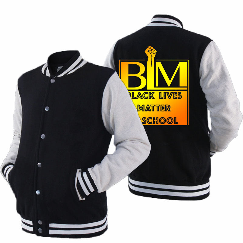 Black Lives Matter - Men's Thick Cotton Fleece Zipper Fitted Baseball Jacket