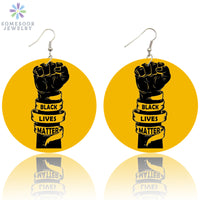 Thumbnail for Black Lives Matter - Natural Copper Wooddrop Women Earrings