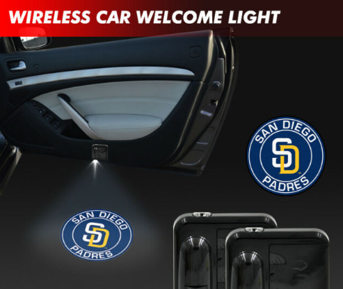 2 MLB SAN DIEGO PADRES WIRELESS LED CAR DOOR PROJECTORS