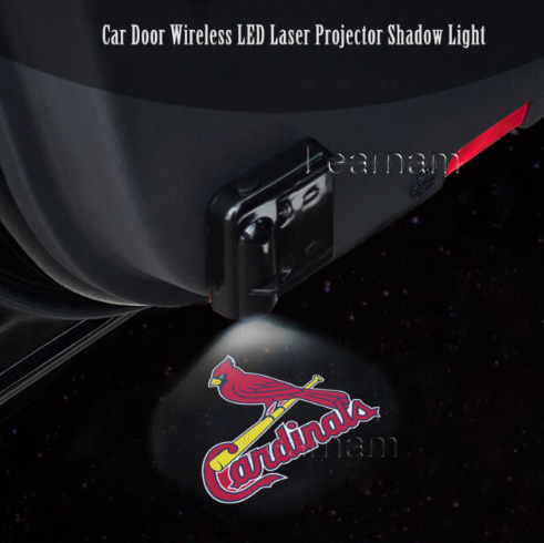 2 MLB ST. LOUIS CARDINALS WIRELESS LED CAR DOOR PROJECTORS