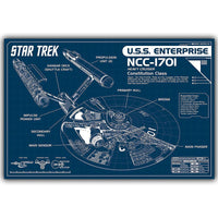 Thumbnail for Star Trek Starship Enterprise NCC-1701 Blueprints Silk Poster Art Print Wall Art