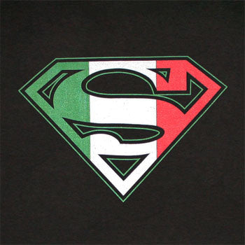 Superman Italian Flag Logo Black Tshirt - TshirtNow.net - 2