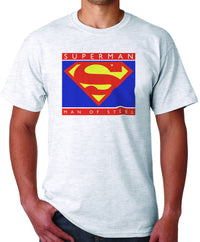 Thumbnail for Superman Man Of Steel Standing Figure Logo on White Colored Tshirt for Men - TshirtNow.net - 1