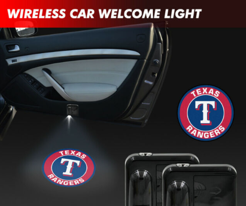 2 MLB TEXAS RANGERS WIRELESS LED CAR DOOR PROJECTORS