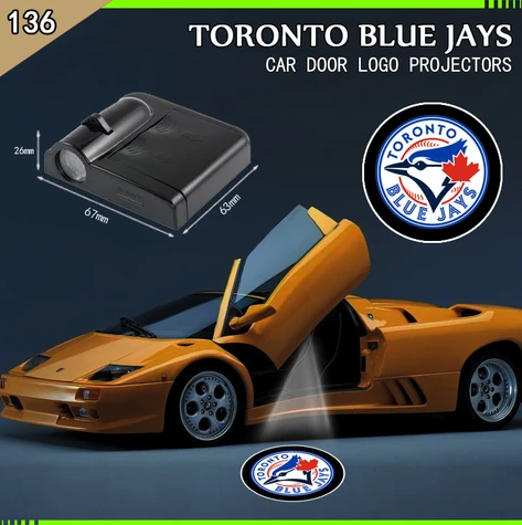 2 MLB TORONTO BLUE JAYS WIRELESS LED CAR DOOR PROJECTORS