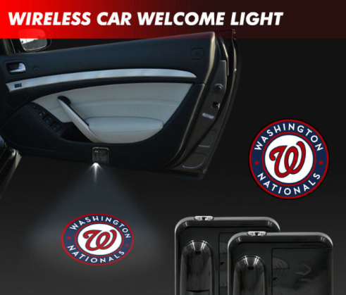 2 MLB WASHINGTON NATIONALS WIRELESS LED CAR DOOR PROJECTORS