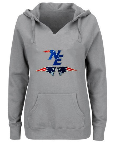 New England Patriots Women's V-neck Fitted Hoodie