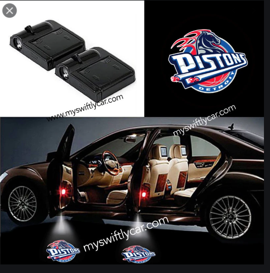 2 NBA DETROIT PISTONS  WIRELESS LED CAR DOOR PROJECTORS