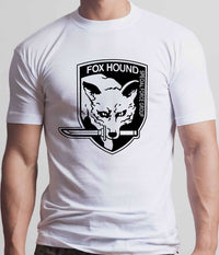 Thumbnail for Metal Gear Solid Fox Hound Special Force Group Tshirt:White With Black Print - TshirtNow.net - 1