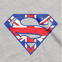 Thumbnail for Superman British Flag Logo Ash Grey Tshirt - TshirtNow.net
