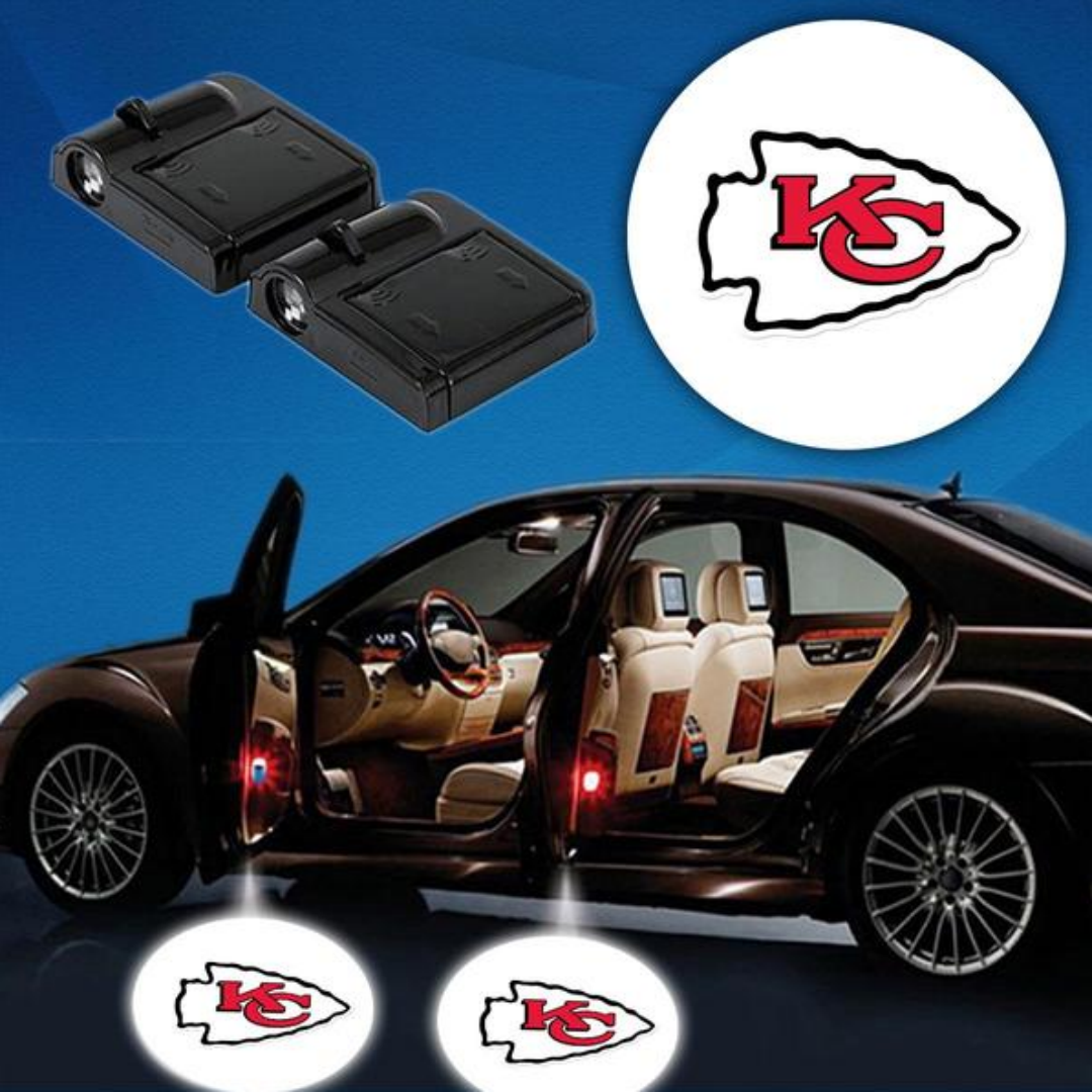 2 NFL KANSAS CITY CHIEFS WIRELESS LED CAR DOOR PROJECTORS