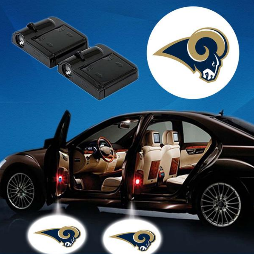 2 NFL LOS ANGELES RAMS WIRELESS LED CAR DOOR PROJECTORS