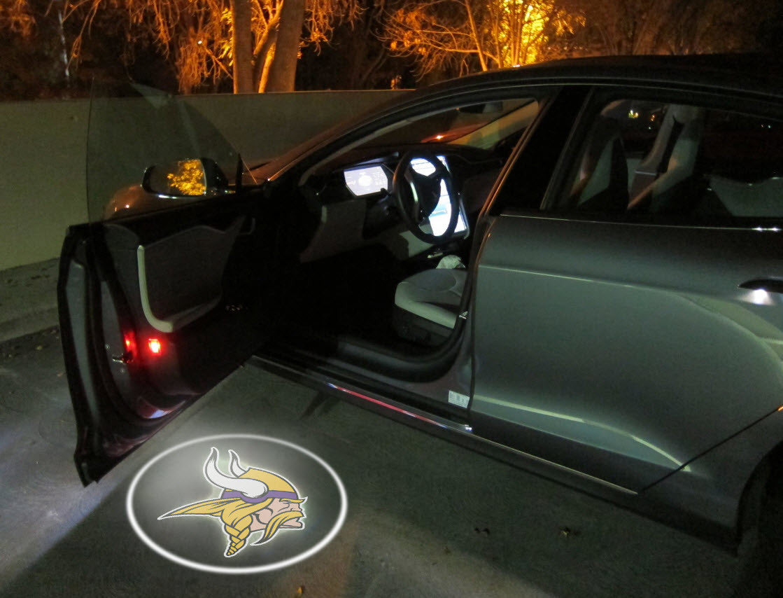 2 NFL MINNESOTA VIKINGS WIRELESS LED CAR DOOR PROJECTORS