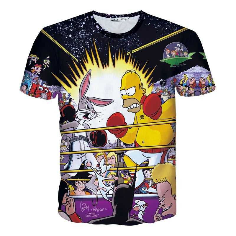 Homer Simpson versus Bugs Bunny Animated Characters Allover Print Tshirt - TshirtNow.net - 1