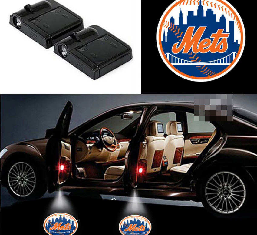 2 MLB NEW YORK METS WIRELESS LED CAR DOOR PROJECTORS