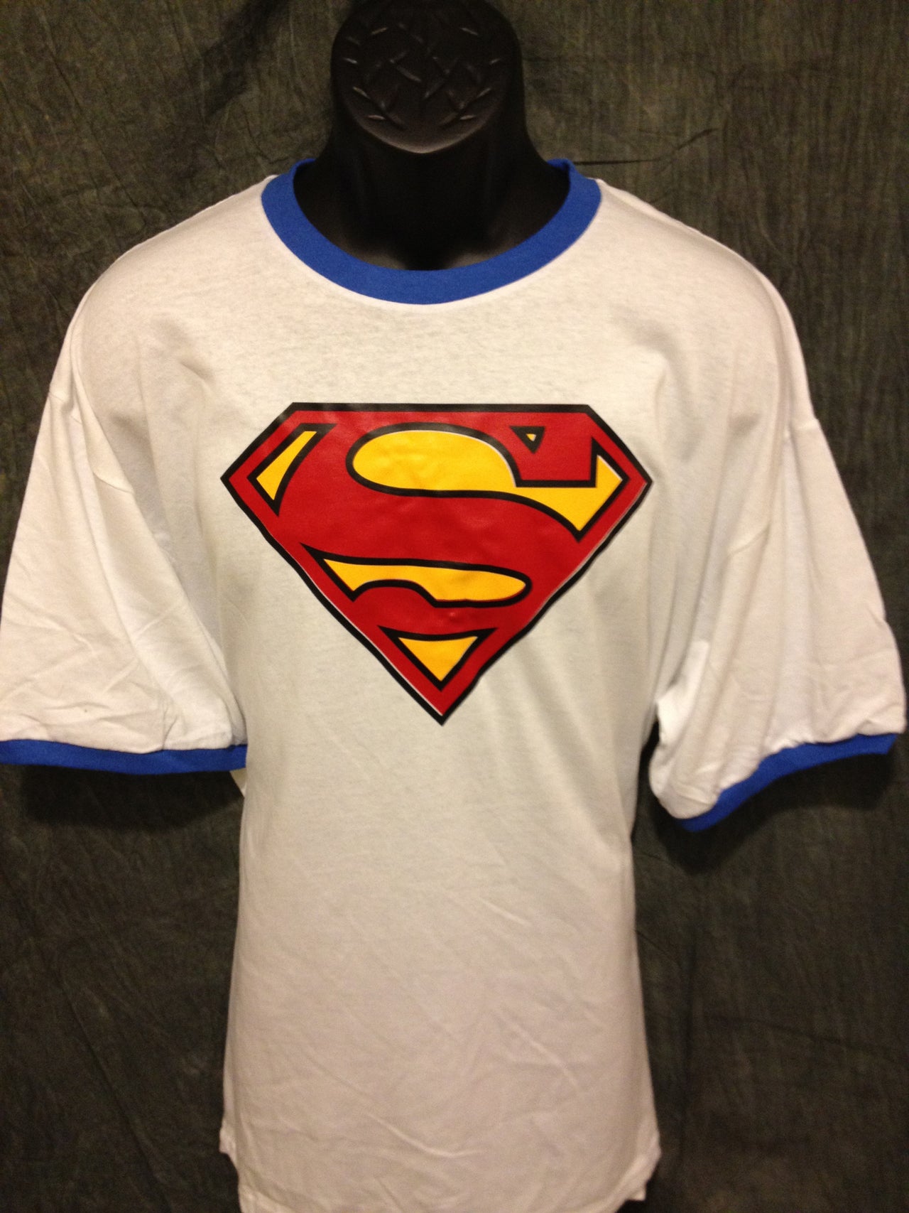 Superman Classic Logo on Blue Ringer Tshirt - TshirtNow.net - 2