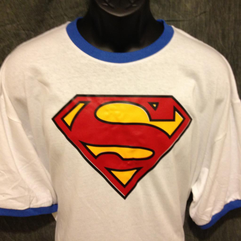 Superman Classic Logo on Blue Ringer Tshirt - TshirtNow.net - 3