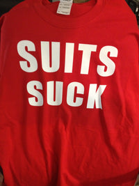 Thumbnail for Suits Suck Tshirt: Red With White Print - TshirtNow.net - 3