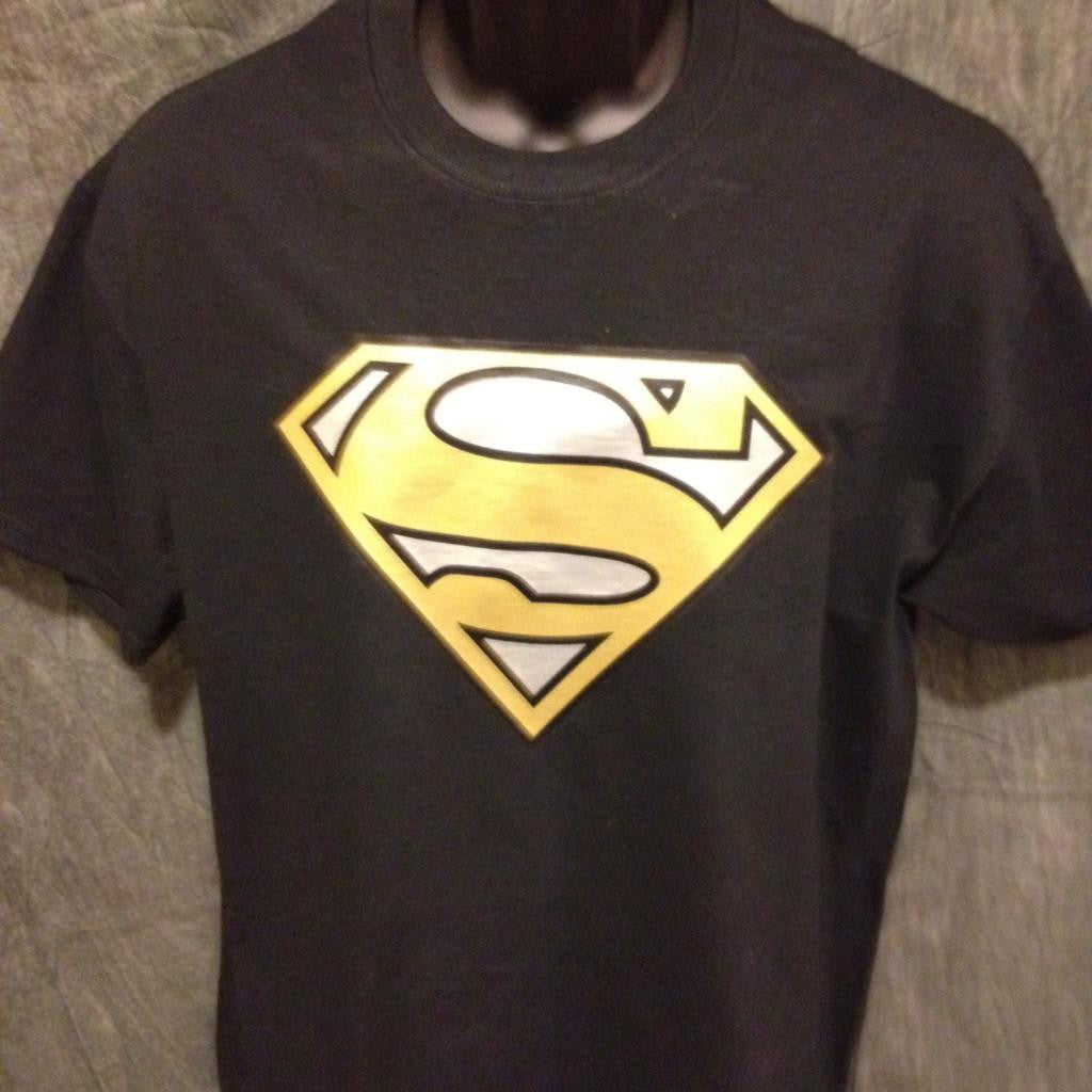 Superman Logo Variant Gold and Silver Alternate-Color Logo Black Tshirt Superman Logo Tshirt - TshirtNow.net - 1
