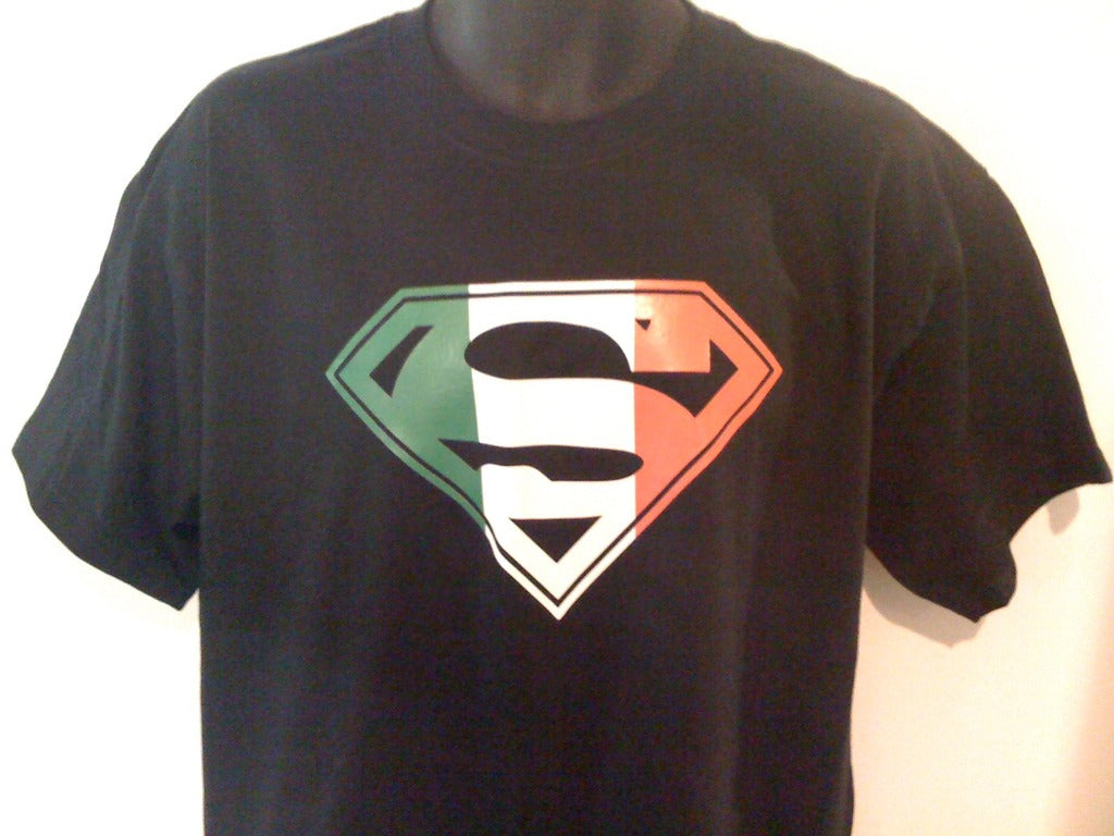 Superman Italian Flag Logo Black Tshirt - TshirtNow.net - 4