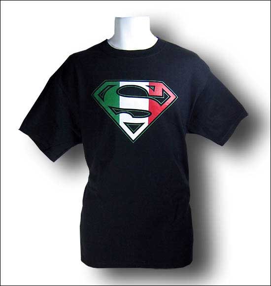 Superman Italian Flag Logo Black Tshirt - TshirtNow.net - 1
