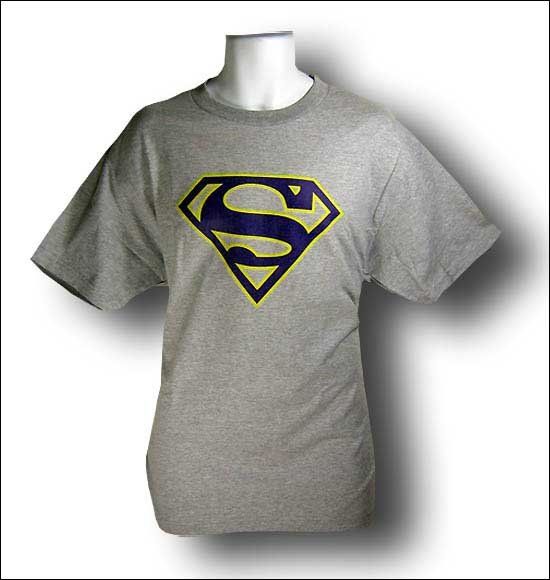 Superman Purple & Gold logo heather grey tshirt - TshirtNow.net