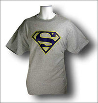 Thumbnail for Superman Purple & Gold logo heather grey tshirt - TshirtNow.net