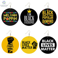 Thumbnail for Black Lives Matter - Natural Copper Wooddrop Women Earrings