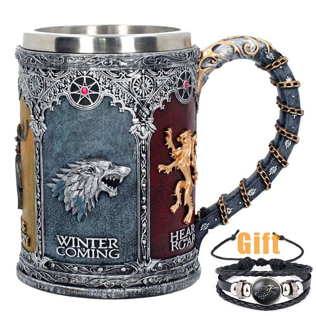 Antique Game of Thrones, Might and Magic Goblet Stainless Steel Resin Mugs