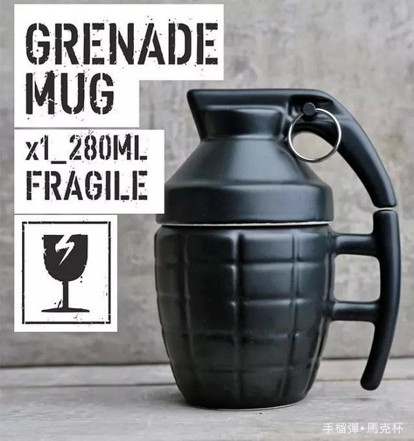 Cool Army Grenade Monolayer Ceramic Coffee/Tea Cup with Lid Ideal for Office/Personal Use
