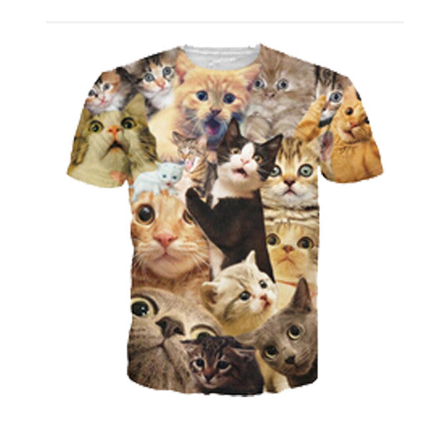 3D Allover Graphic Print Cat Tshirts - TshirtNow.net - 19